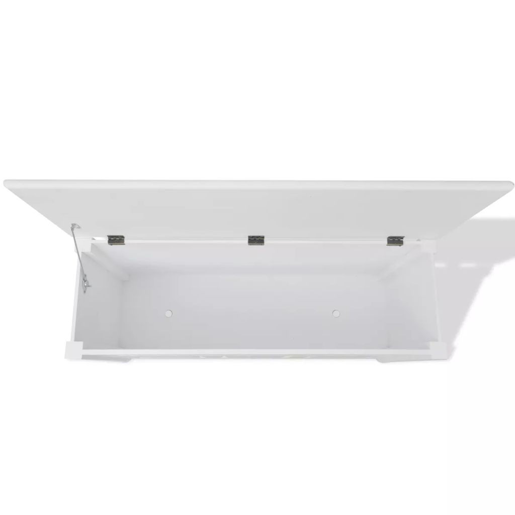 Storage Bench Baroque Style MDF White